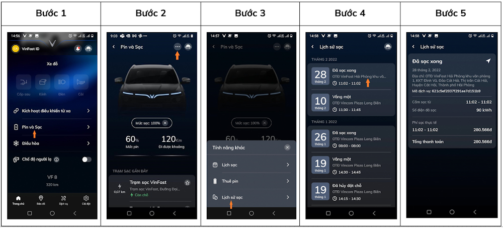 tìm trạm sạc VinFast bằng ứng dụng điện thoại